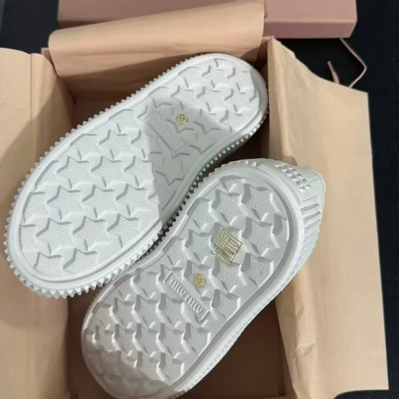 Miu Miu Canvas Platform Sneakers - White - Picture 3 of 4